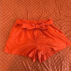 Ava & Viv High Waist Orange Shorts with Bow-Tie